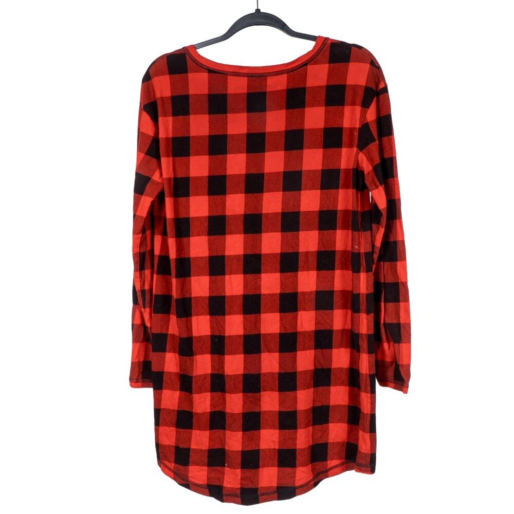 Xhilaration Nightgown S Womens Red Buffalo Plaid Long Sleeve Nightie Cotton - Picture 2 of 5